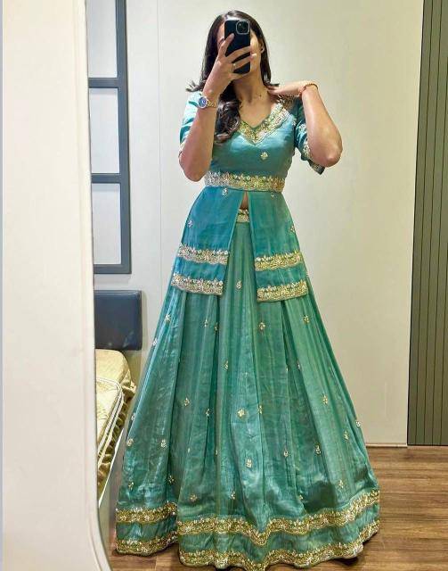 Launching Wedding wear PC 552 Chinon Rama Blue Designer lehenga choli wholesale